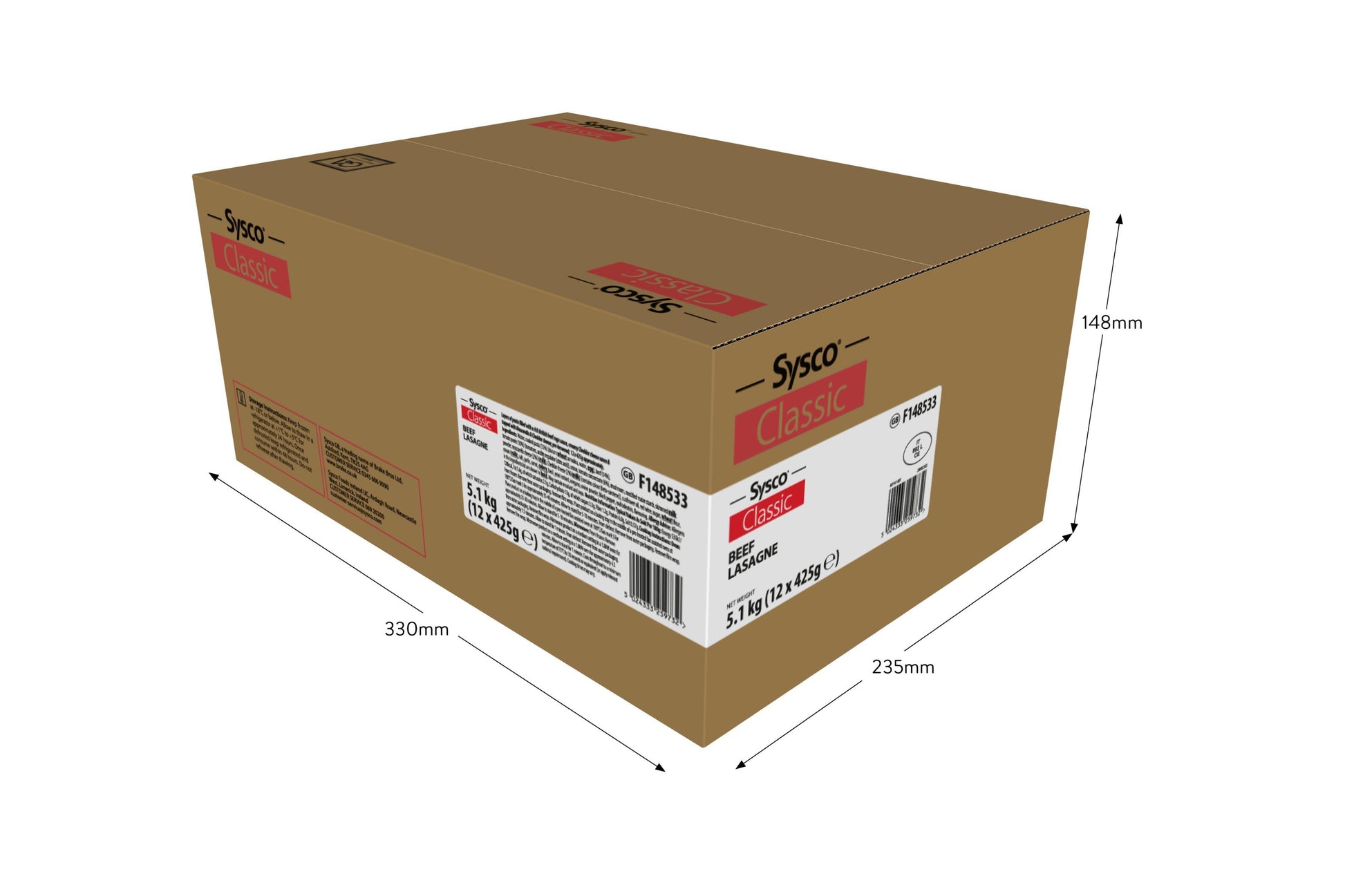 Sysco Classic Beef Lasagne 12 x 425g Ready Meals Asetena Pa 