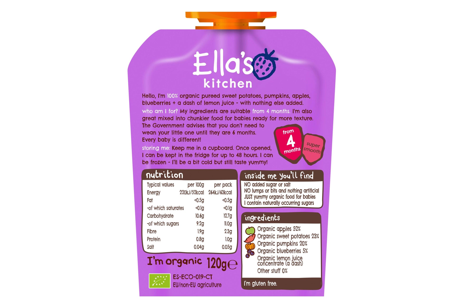 Ella's Kitchen Potato Pumpkin Apple Blueberry 7 x 120g Ready Meals Asetena Pa 