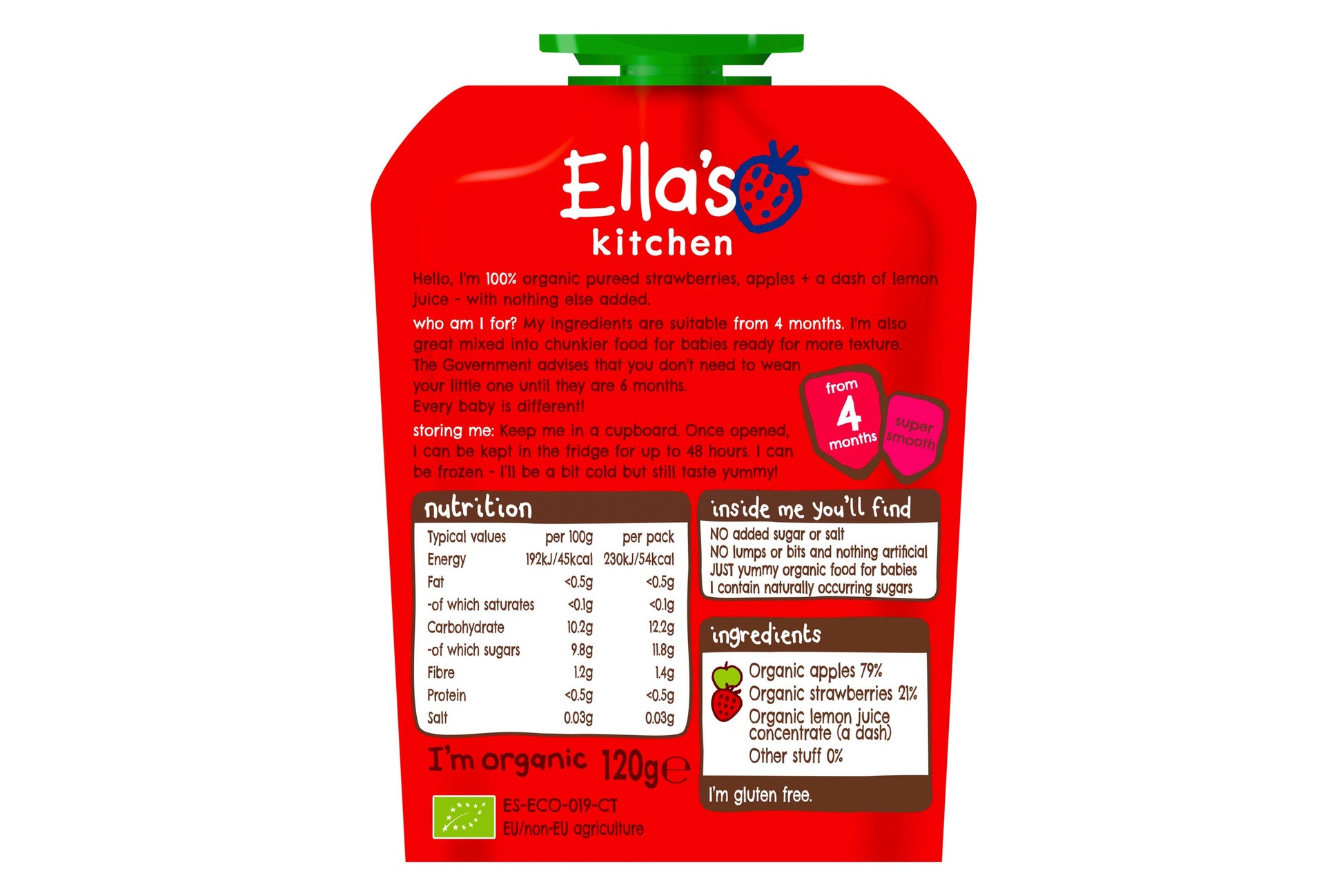 Ella's Kitchen Strawberries Apples 7 x 120g Ready Meals Asetena Pa 