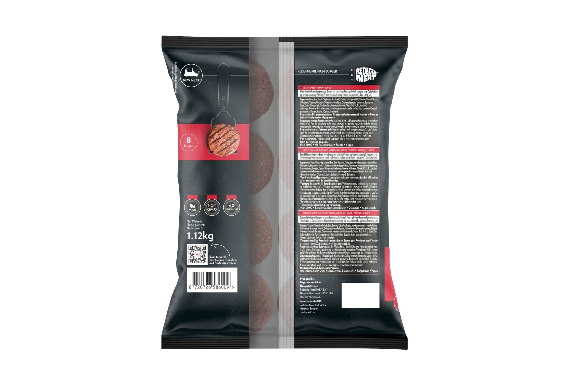 Redefine Meat Plant Premium Vegan Burger 32 x 140g Ready Meals Asetena Pa 
