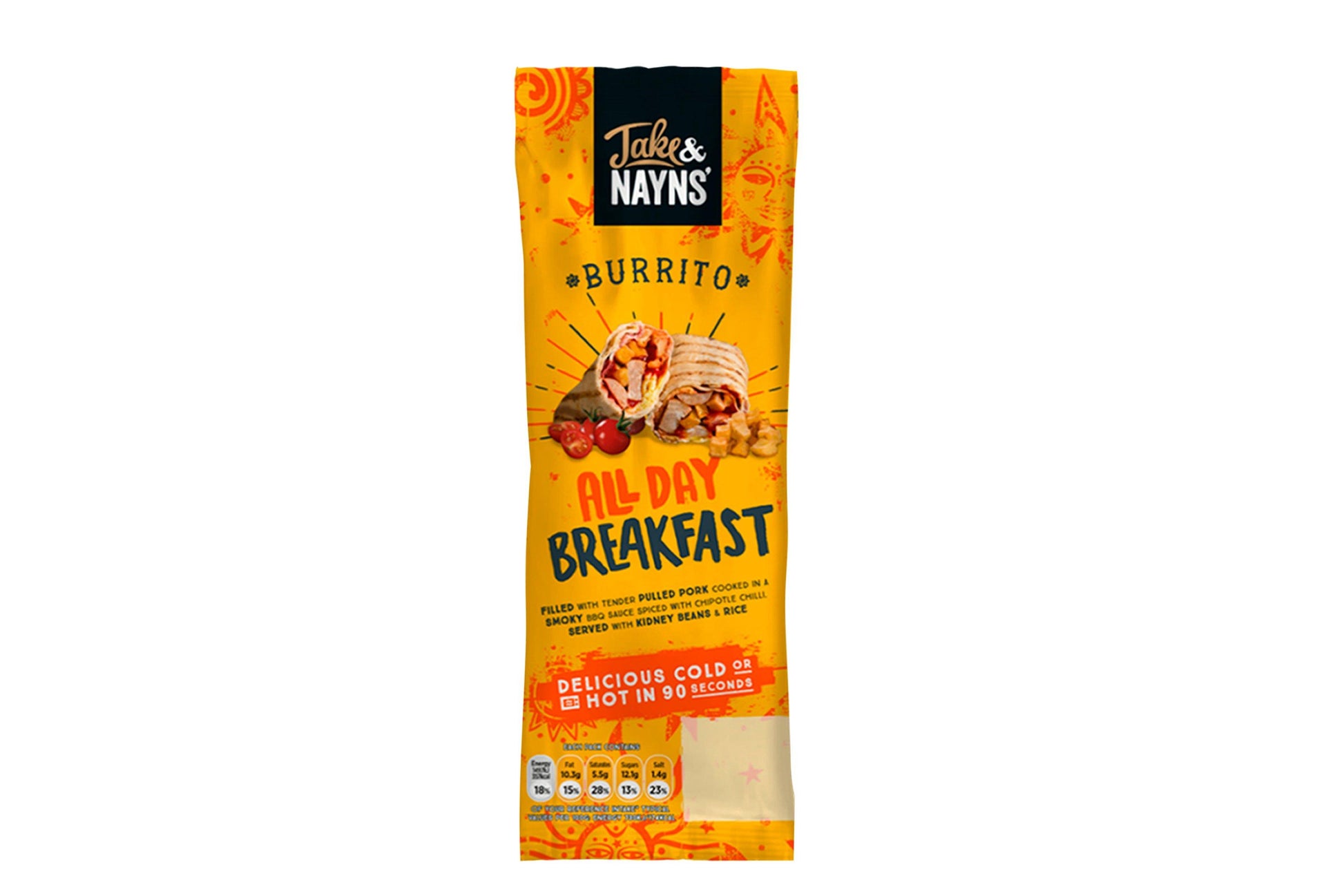 Jake & Nayns' All Day Breakfast Burrito 15 x 185g Ready Meals Asetena Pa 