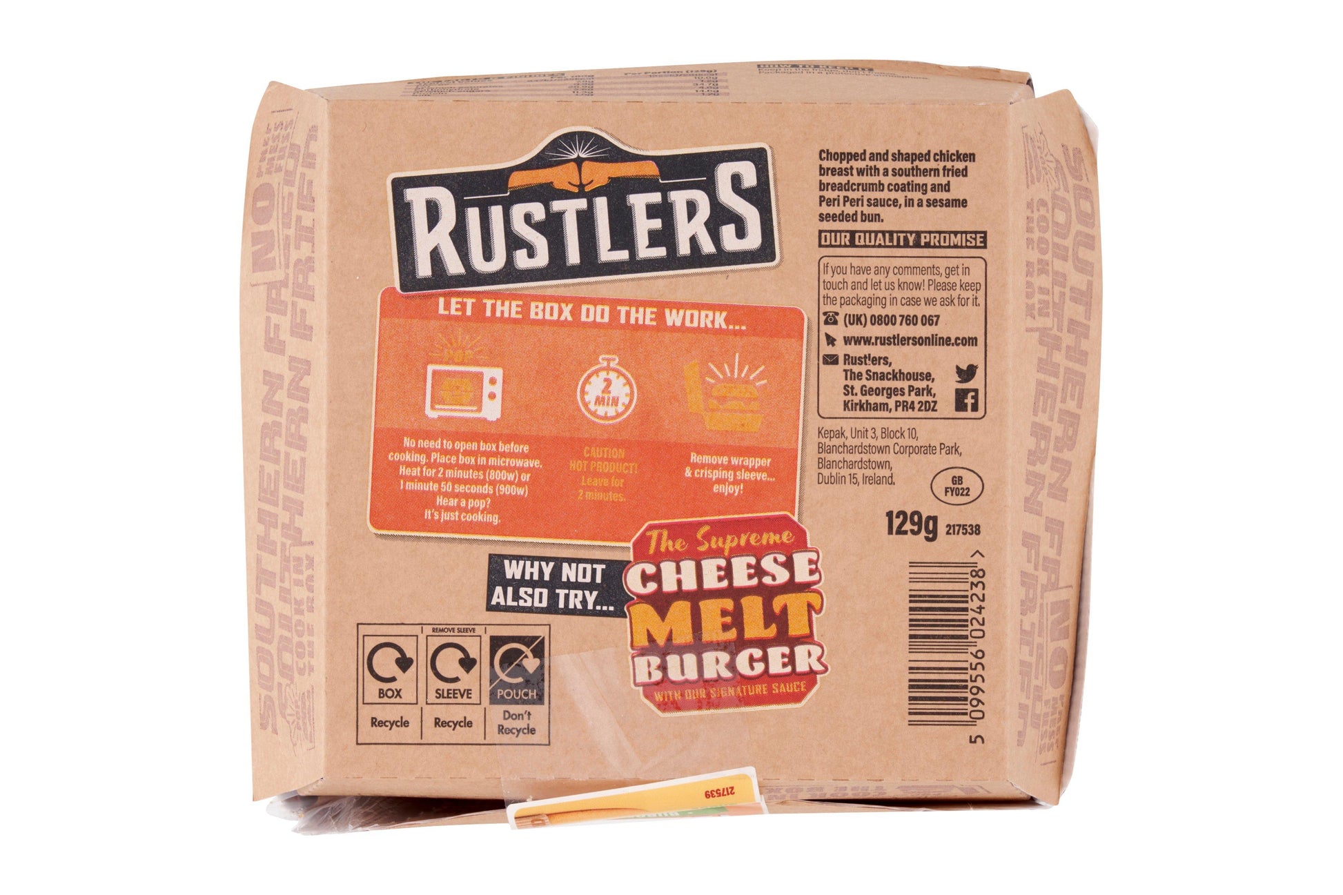 Rustlers Peri Peri Chicken Tenders Burger 4 x 129g Ready Meals Asetena Pa 