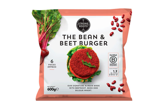 Strong Roots Bean & Beet Burger 4 x 6 x 100g Ready Meals Asetena Pa 