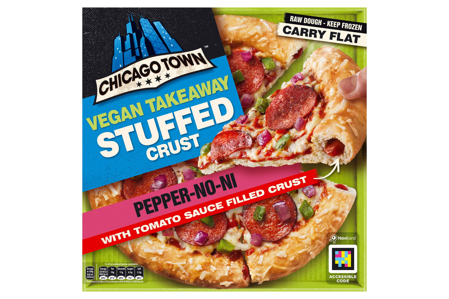 Chicago Town Saucy Vegan Stuffed Crust Takeaway Pepper-no-ni Pizza 1 x 10 Ready Meals Asetena Pa 