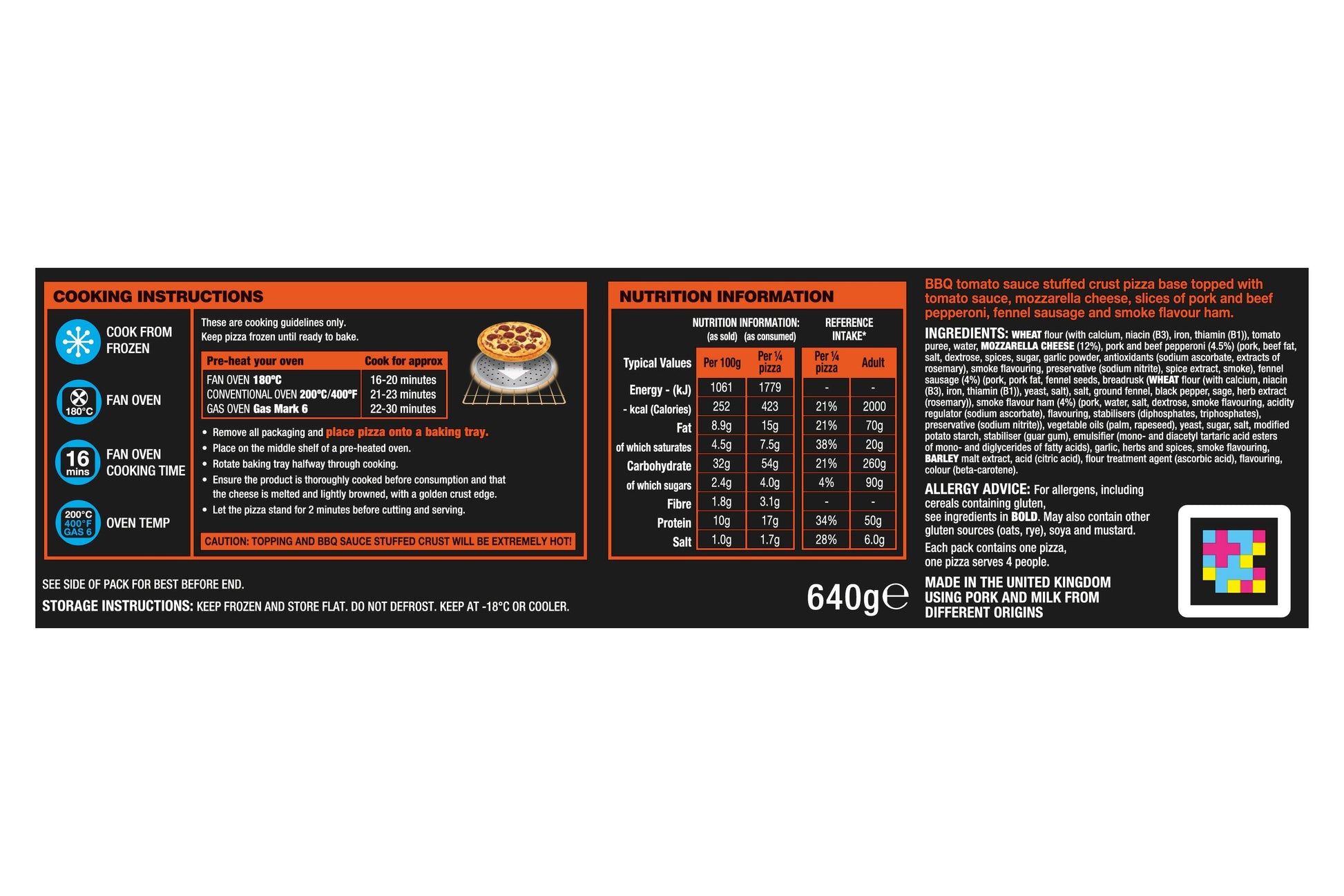 Chicago Town Stuffed Crust Takeaway Magnificent Meat Feast Pizza 30cm 1 x 9 Ready Meals Asetena Pa 