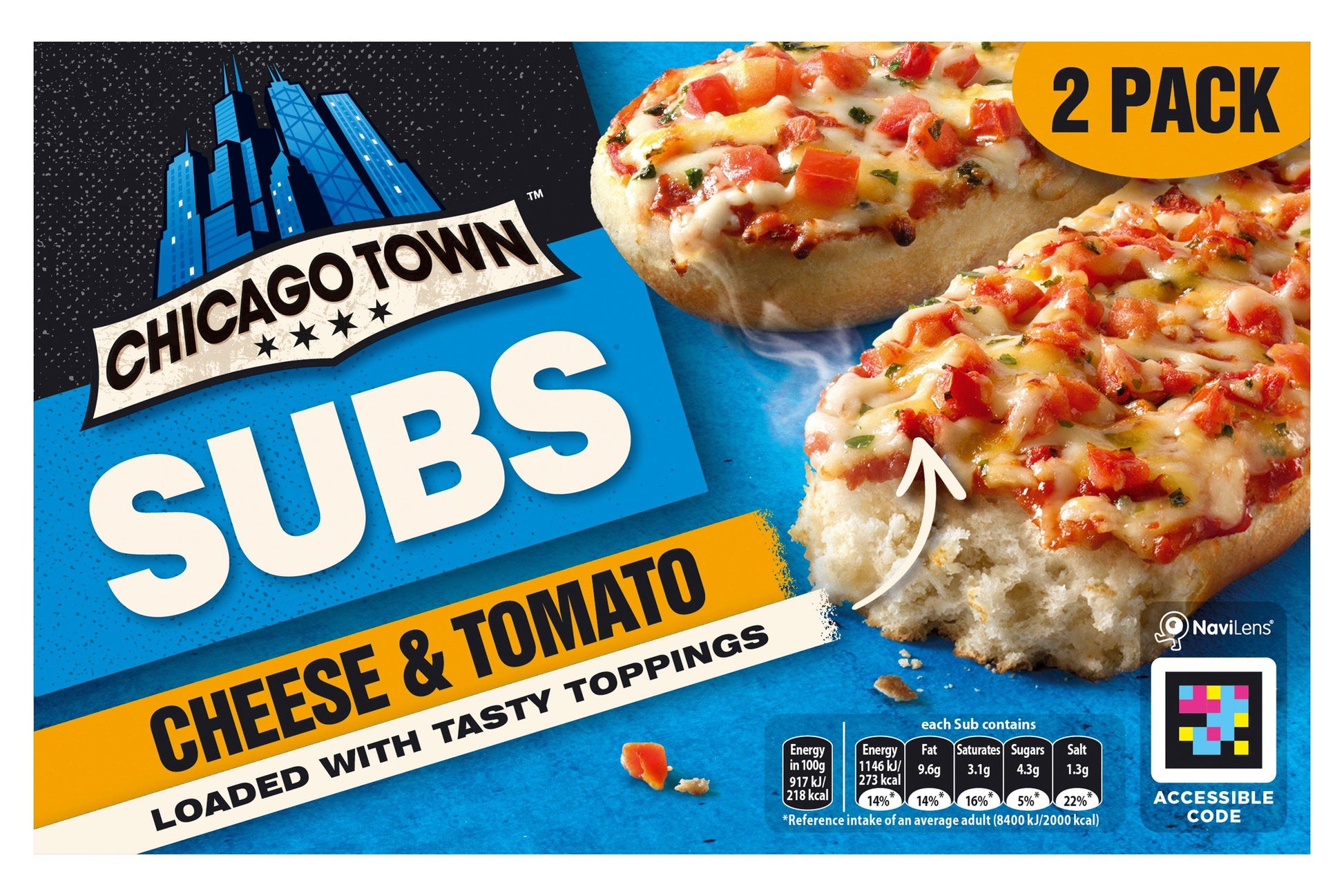 Chicago Town Cheese & Tomato Subs 10 x 2 x 125g Ready Meals Asetena Pa 