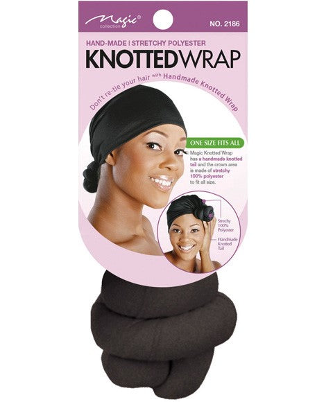 MAGIC COLLECTION HAND MADE KNOTTED WRAP 2186  Color Black Durags and Caps Asetena Pa 