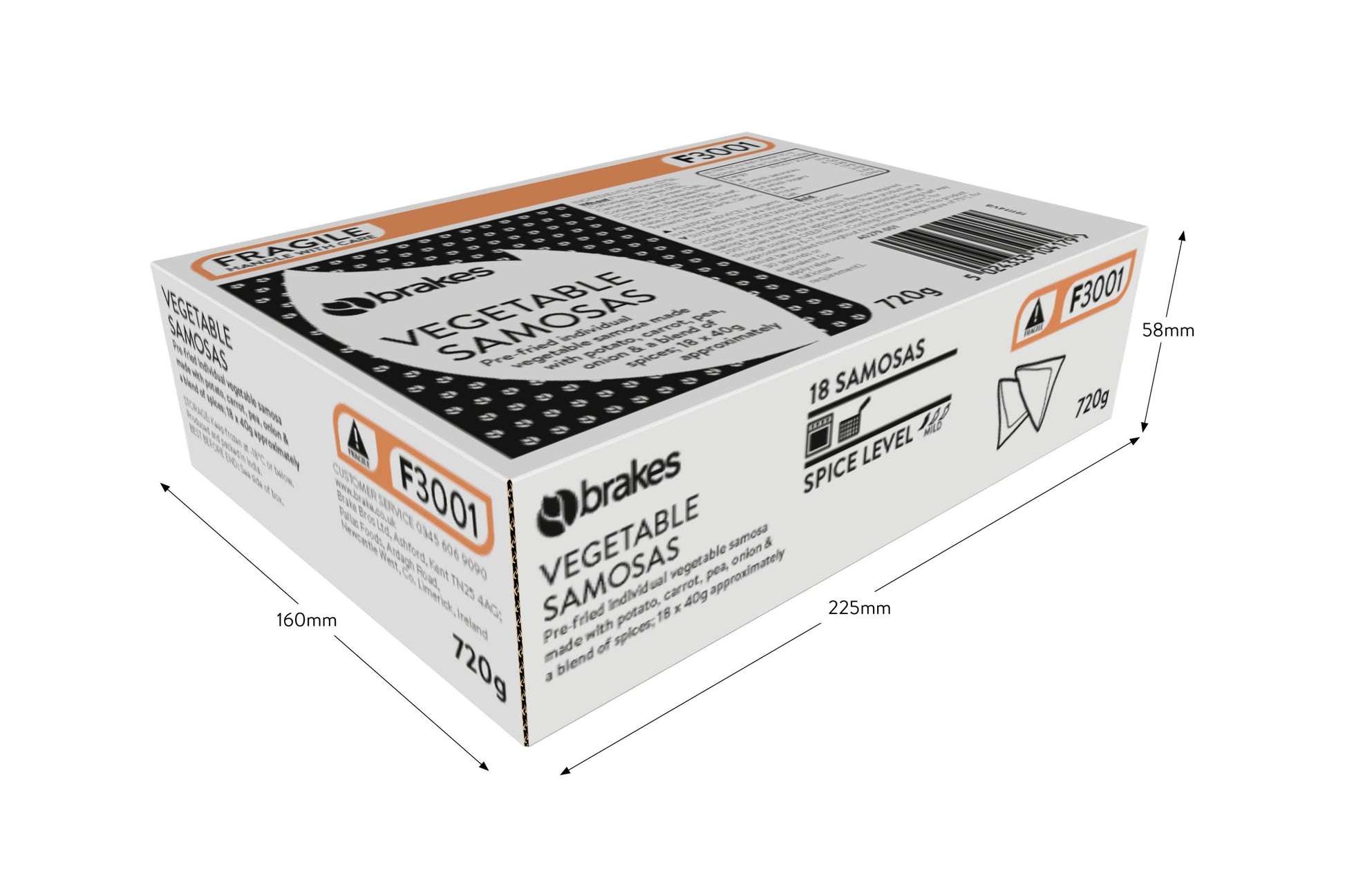 Brakes Vegetable Samosas 18 x 40g Ready Meals Asetena Pa 