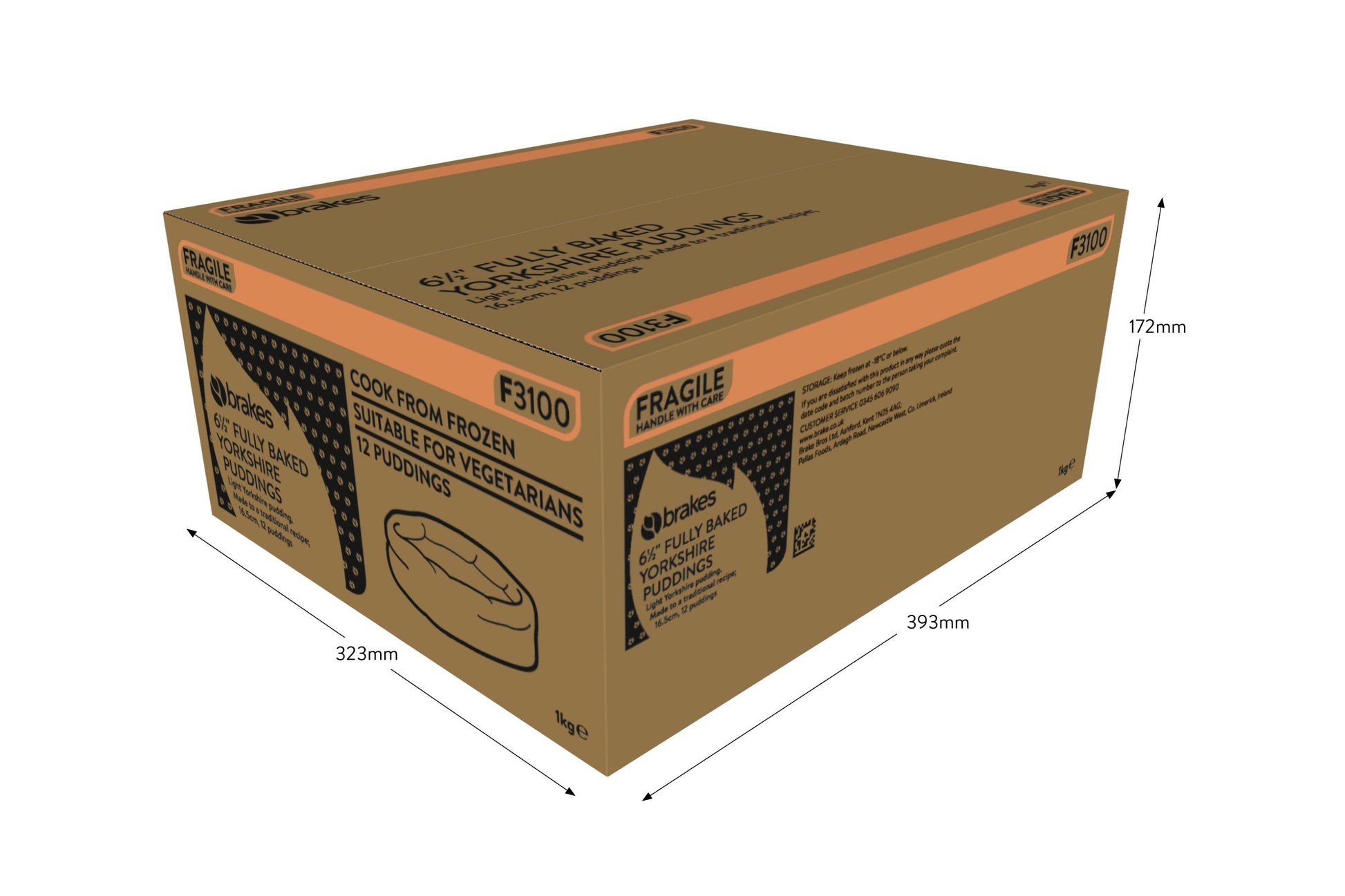 Sysco Classic 3" Fully Baked Yorkshire Puddings 1 x 60 Ready Meals Asetena Pa 