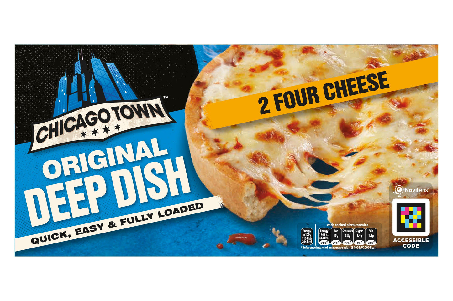 Chicago Town Deep Dish Four Cheese Pizzas 5" 2 x 12 x 148g Ready Meals Asetena Pa 