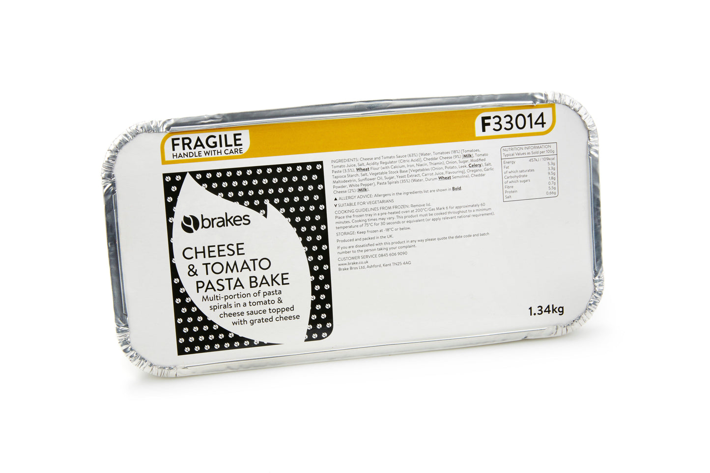 Brakes Cheese & Tomato Pasta Bakes 2 x 1.34kg Ready Meals Asetena Pa 