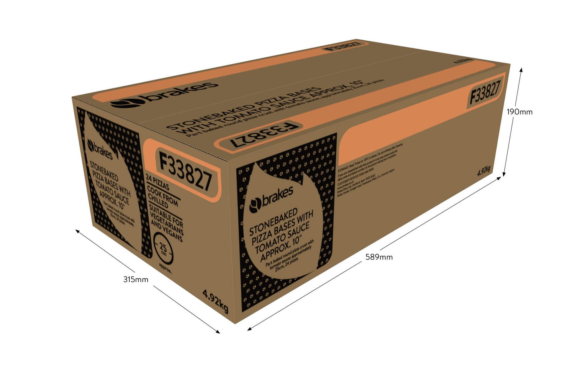 Brakes Stonebaked Pizza Base with Tomato Sauce approx. 10'' 1 x 24 Ready Meals Asetena Pa 