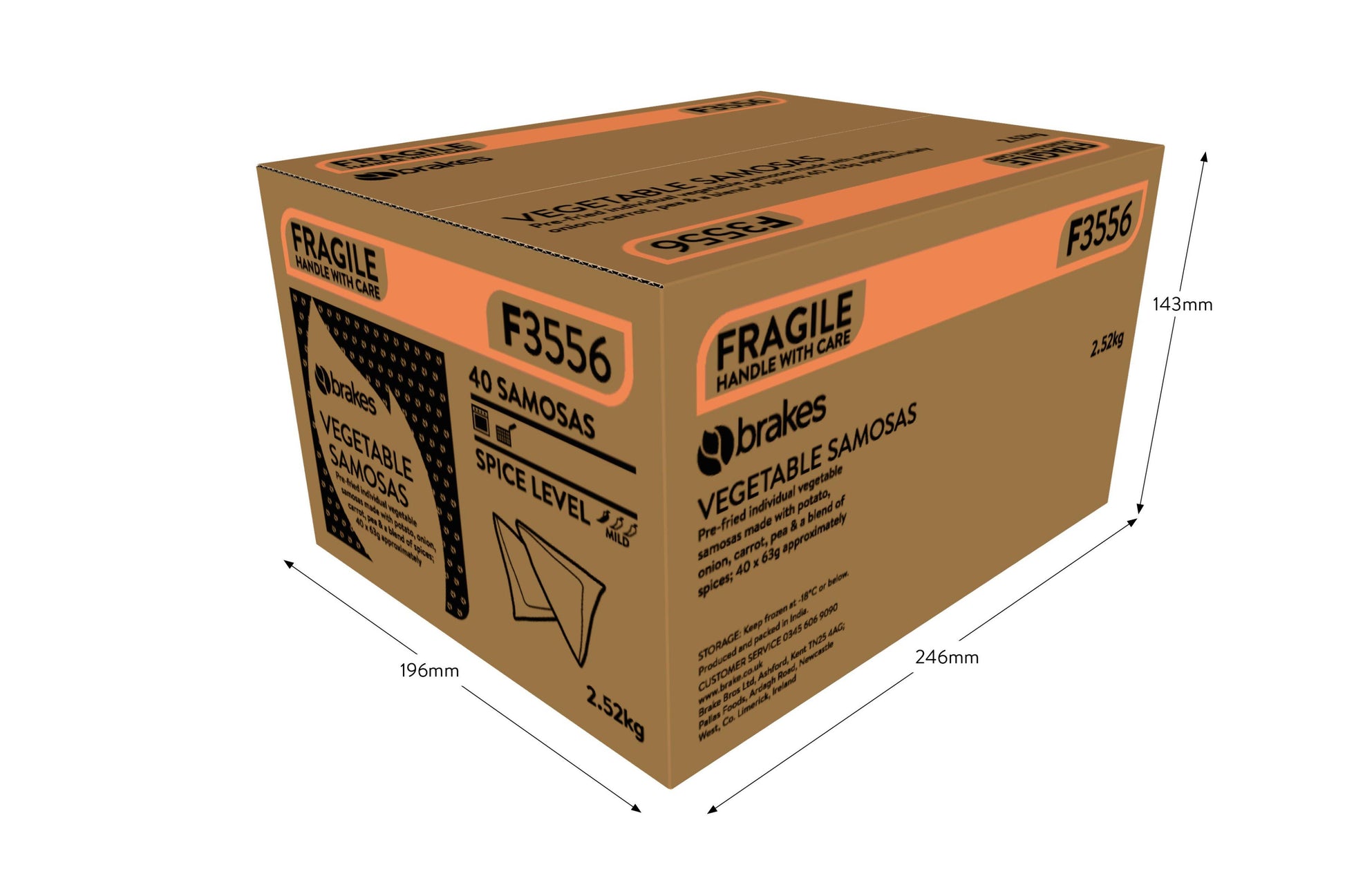 Brakes Vegetable Samosas 40 x 63g Ready Meals Asetena Pa 