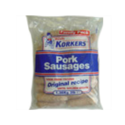 Korkers Original Sausages 6x454g . Packed 4 units to a case.
Unit Weight: 2.96 Kilos.