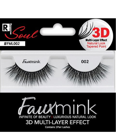 RESPONSE SOUL FAUX MINK 3D EFFECT EYELASH 002  Color Black Eye Makeup Asetena Pa 