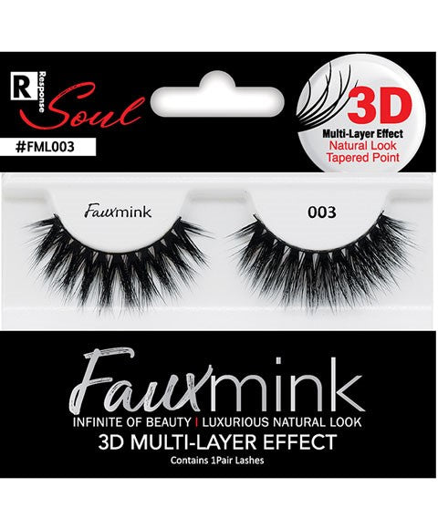 RESPONSE SOUL FAUX MINK 3D EFFECT EYELASH 003  Color Black Eye Makeup Asetena Pa 