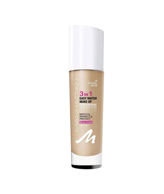 3IN1 EASY MATCH NUDE FINISH FOUNDATION 39 NATURAL BEIGE 30 ML Foundation Asetena Pa 