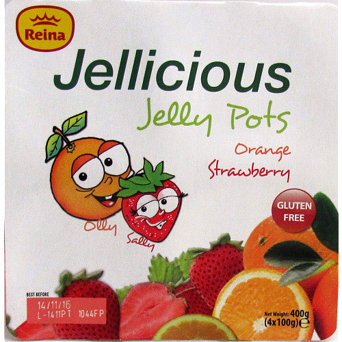 Reina Jellicious Jelly Pots Orange and Strawberry 4 x 100g (400g)   100g × 1