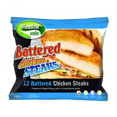 Meadow Vale 12 Battered Chicken Steaks 1.02kg   1Kg × 1