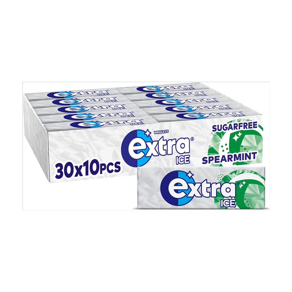 Extra Ice Spearmint Chewing Gum Sugar Free 10 Pieces