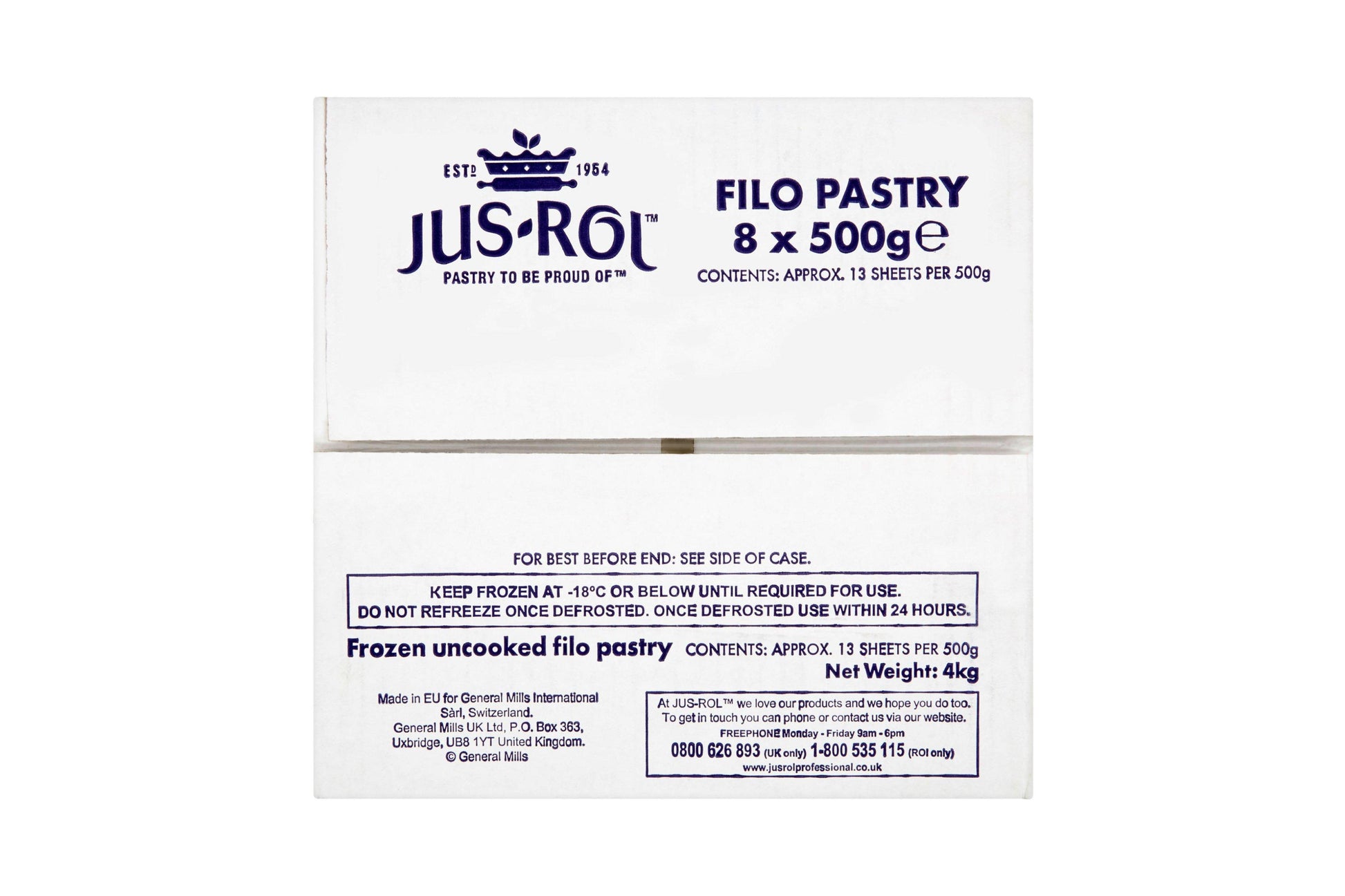 Jus-Rol Filo Pastry Sheets 500g 8 x 500g Ready Meals Asetena Pa 