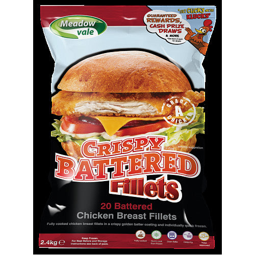 Meadow Vale 20 Crispy Battered Chicken Breast Fillets 2.4kg   2.5Kg × 1