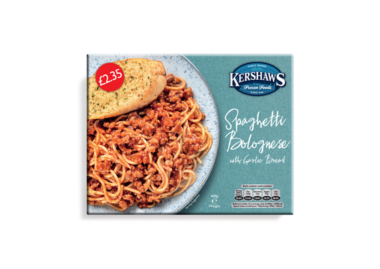 Kershaws Spaghetti Bolognese UNIT 6x400g . Packed 2 units to a case.Unit Weight: 2.52 Kilos.
