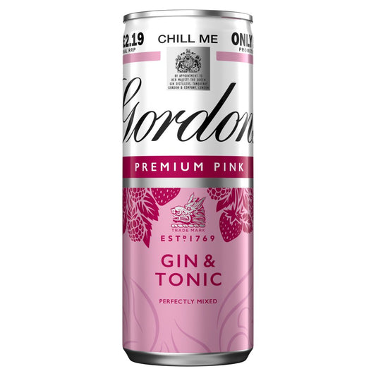 Gordon's Premium Pink Gin & Tonic 250ml 5% vol £2.19 PMP   250ml × 12 × 1