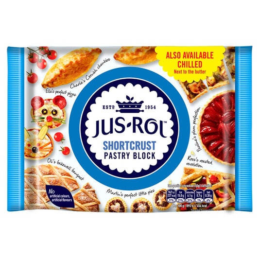 Jus-Rol Frozen Shortcrust Pastry Block 500g   500g × 6