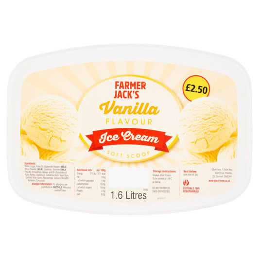 Farmer Jack's Vanilla Flavour Ice Cream 1.6 Litres   1.6Ltr × 1