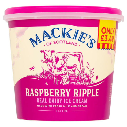Mackie's of Scotland Raspberry Ripple Real Dairy Ice Cream £3.49   1Ltr × 1