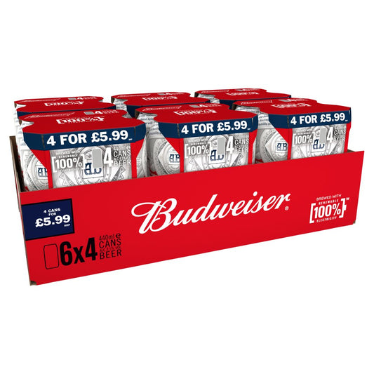 Budweiser Beer 24 x 440ml   440ml × 6 × 1