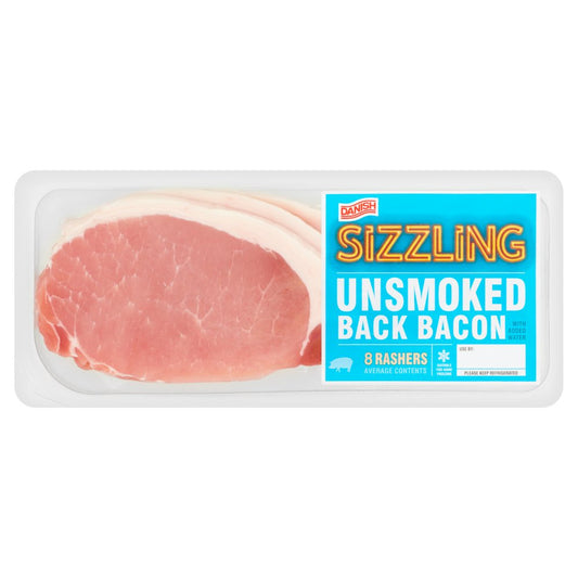 Danish Sizzling Unsmoked Back Bacon 8 Rashers 250g   250g × 1