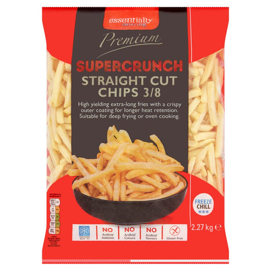Essentially Catering Premium Supercrunch Straight Cut Chips 3/8 2.27kg   2.27g × 4