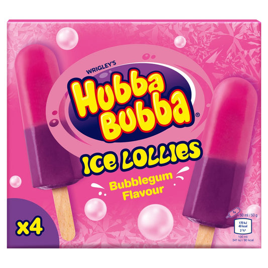 Hubba Bubba Bubblegum Ice Lollies 4 x 50g   4pk × 10