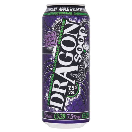 Dragon Soop Caffeinated Alcoholic Beverage Apple & Blackcurrant 500ml   500ml × 8 × 1