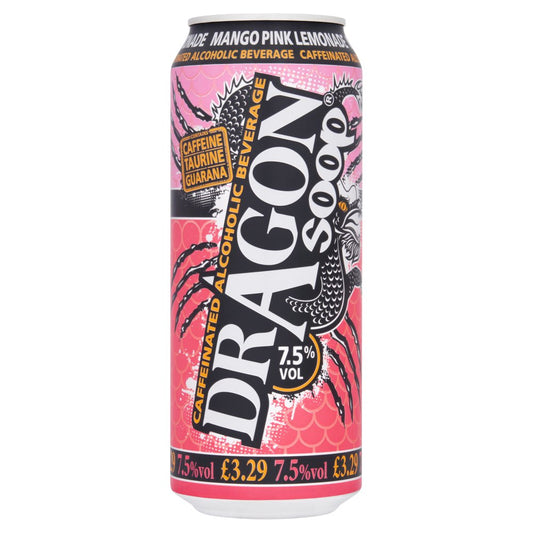 Dragon Soop Caffeinated Alcoholic Beverage Mango Pink Lemonade 500ml   500ml × 8 × 1
