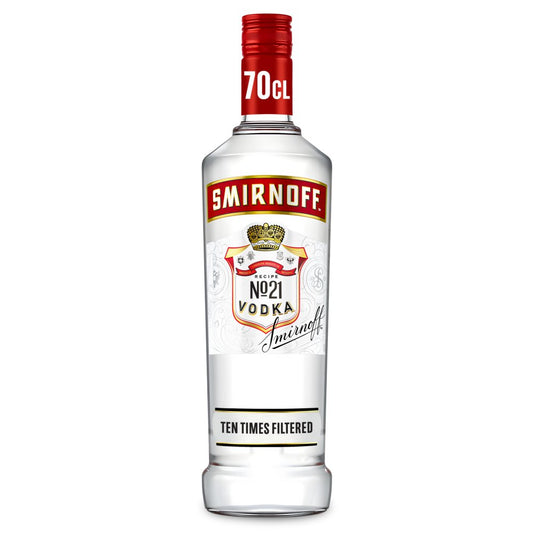Smirnoff No. 21 Vodka Red Label 37.5% vol 70cl Bottle   70Cl × 6