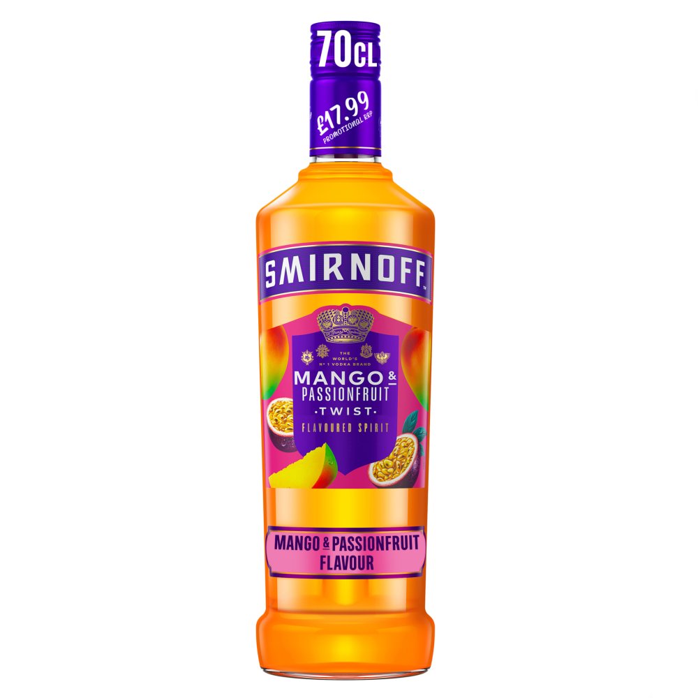 Smirnoff Mango & Passionfruit Twist Vodka Based Flavoured Spirit Drink 35% 70cl PMP £17.99   70Cl × 1
