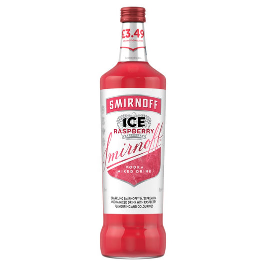 Smirnoff Ice Raspberry 4% vol Ready To Drink Premix 70cl Bottle PMP £3.49   70Cl × 6 × 1