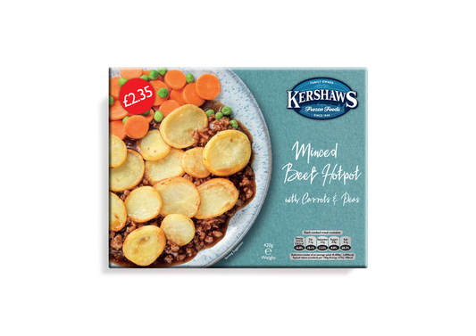 Kershaws Beef Hot Pot UNIT 6x400g . Packed 2 units to a case.Unit Weight: 2.53 Kilos.