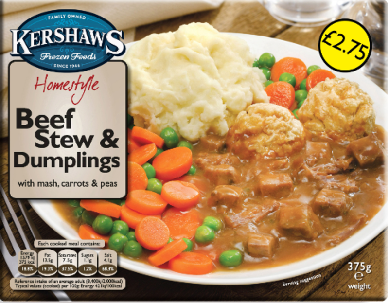 Kershaws Beef Stew UNIT 6x400g . Packed 2 units to a case.Unit Weight: 2.52 Kilos.