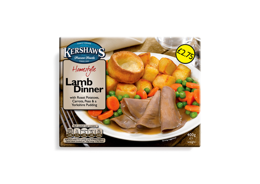 Kershaws Lamb Dinner UNIT 6x400g . Packed 2 units to a case.Unit Weight: 2.51 Kilos.