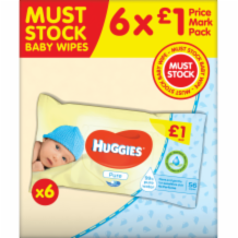 Huggies Pure Wipes   6x56's