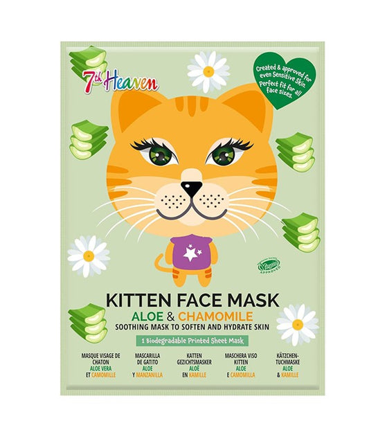 7TH HEAVEN ALOE AND CHAMOMILE KITTEN FACE MASK 1 Sheet Mask Skin Wash Asetena Pa 