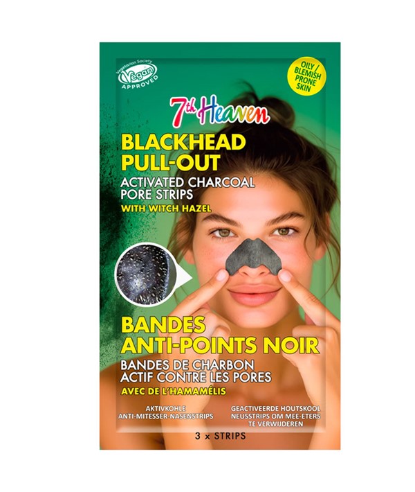 7TH HEAVEN BLACKHEAD PULL OUT CHARCOAL PORE STRIPS 3 x Strips Skin Wash Asetena Pa 