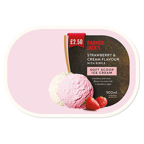 Farmer Jack's Strawberry & Cream Flavour with Ripple Soft Scoop Ice Cream 900ml   900ml × 1