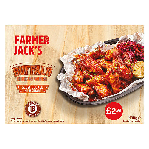 Farmer Jacks Buffalo Wings PM £2.99   400g × 12