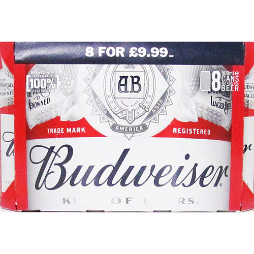 Budweiser 8 Pack PM £9.99   500ml × 3 × 1