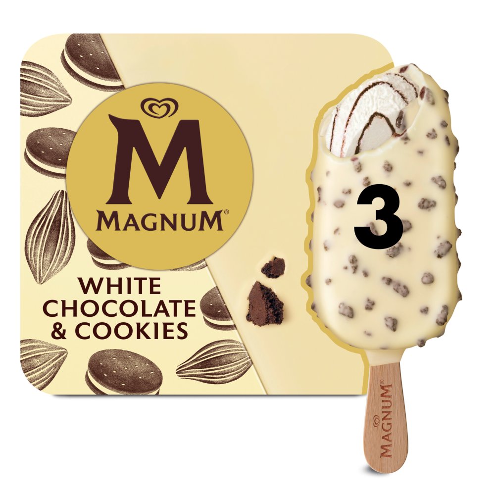 Magnum White Chocolate & Cookies Ice Cream Sticks 3 x 90ml